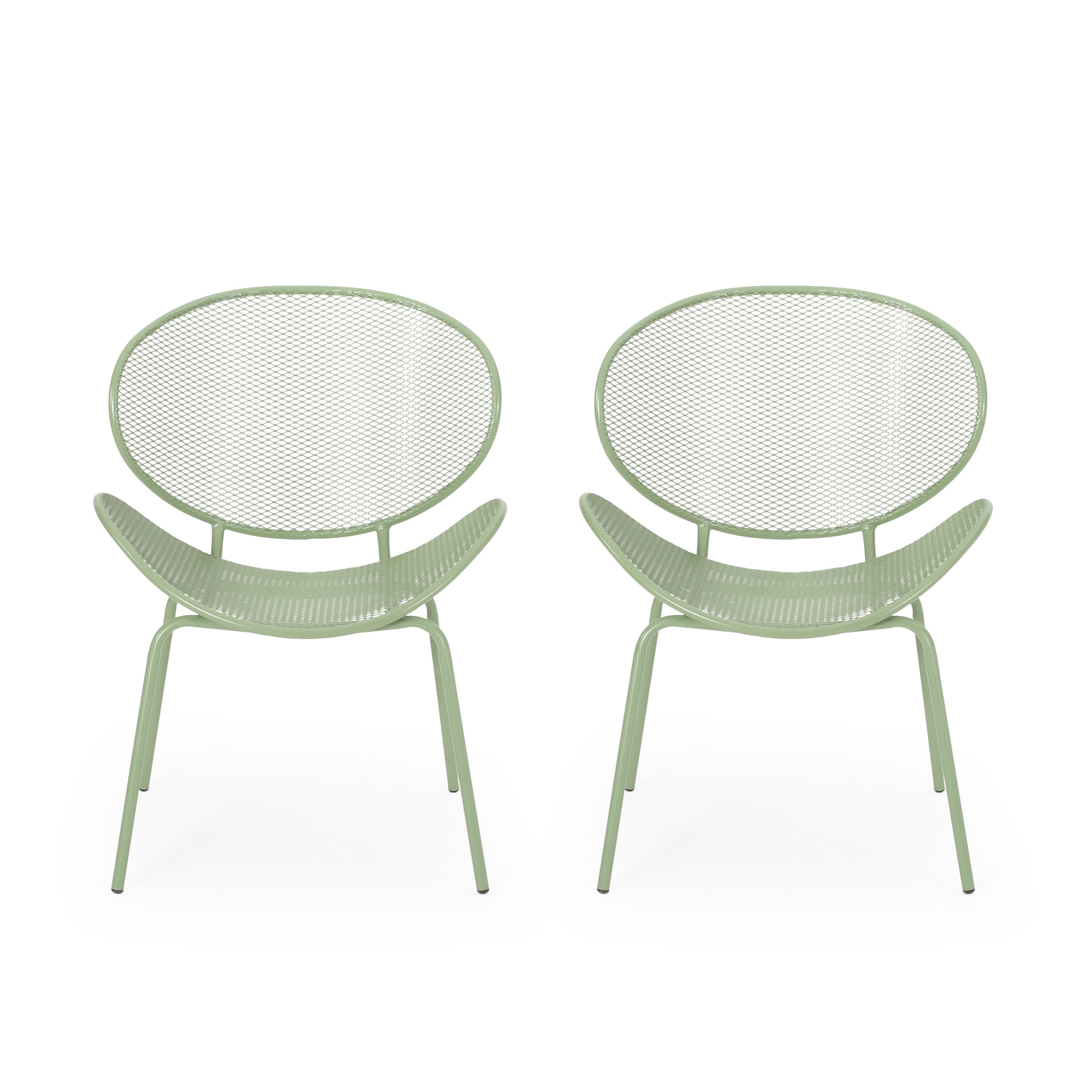 GDF Studio Poynes Outdoor Metal Mesh Shell Chairs, Set of 2, Matte ...