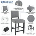 thumbnail image 3 of Counter Height Fabric Upholstered Barstools with Silver Nailhead Trim in Gray, Set of 2, 3 of 6
