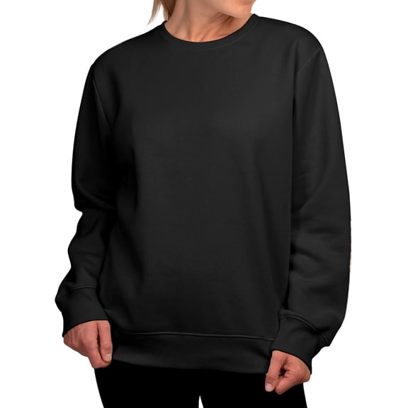 Women's Heavyweight Fleece Cotton Crewneck Long Sleeve Pullover Top Sweatshirt, Black M, 1 Pack