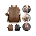thumbnail image 6 of PULLIMORE Women Backpack Purse PU Leather Anti-theft Multipurpose Shoulder Bag Fashion Ladies Satchel Bags (Brown), 6 of 9