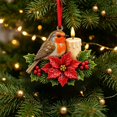 thumbnail image 5 of Christmas Bird Acrylic Ornament 3.9 Inch Poinsettia Candle Hanging Tree Decor Design B, 5 of 8