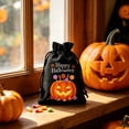thumbnail image 7 of AZXY Halloween Drawstring Gift Bags Texture Pumpkin Print Candy Treat Pouches, Reusable Portable Multipurpose Goodie Sacks for Halloween Party Favors & Holiday Decor Storage, Black, 7 of 7
