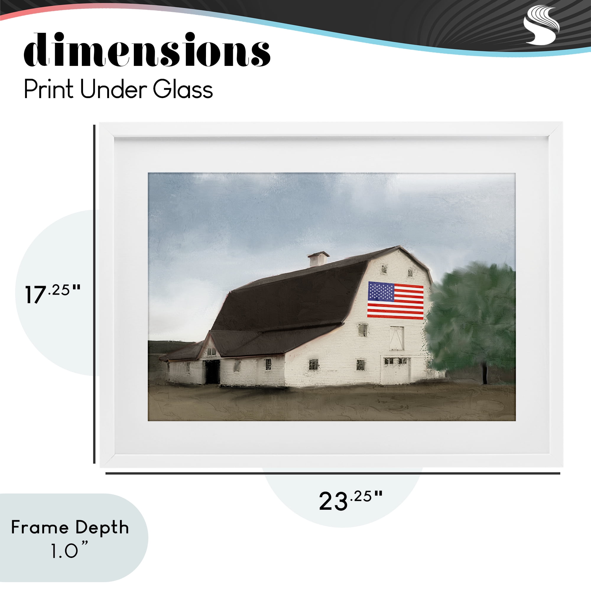 Stupell Industries American Barn Dreams White Framed Print Under Glass, design by Kim Allen