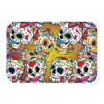 thumbnail image 1 of Felpudo colorido con flor de calavera de azúcar para el hogar, decoración del Día de los muertos mexicana, alfombrilla antideslizante para el suelo de la cocina, alfombra para pasillo, 1 of 5