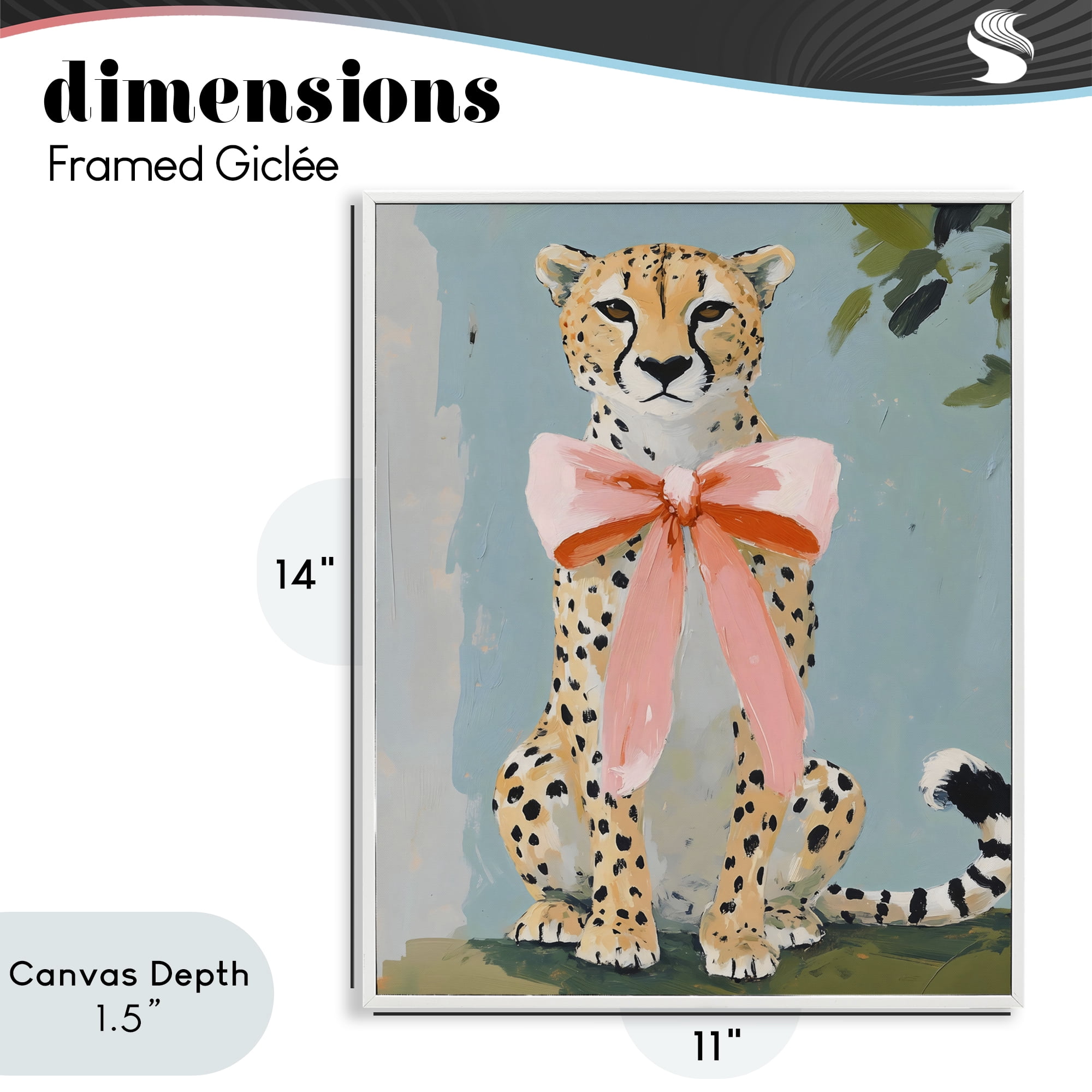 Stupell Industries Cheetah with Big Pink Bow White Framed Giclee Art, design by The Prints Vibe