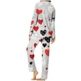 thumbnail image 3 of Moxiu Womens Satin Valentine's Day Pajamas Long Sleeve Love Heart Print Satin PJ Sets Button-Down Pajama Sleepwear Loungewear 2025 Gray,XL, 3 of 6