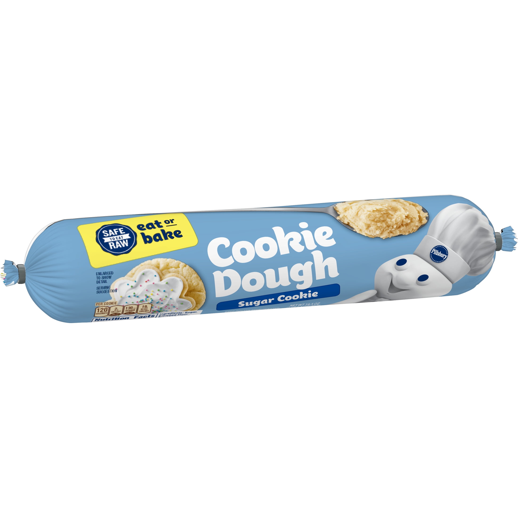 Pillsbury Ready to Bake Refrigerated Cookie Dough, Sugar Cookie, Makes 16 Cookies, 16.5 oz