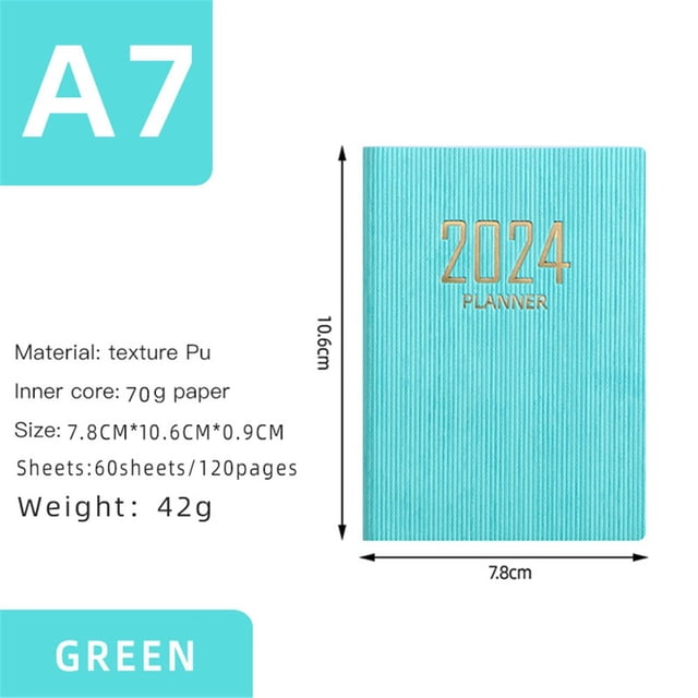 EIGTHTAIL Daily Task Planner 2024 Pocket Calendar Weekly Planner Notebook Weekly Pocket Planner Daily Work Planner Digital Calendar Planner Office Portable Accessories Imitation Leather