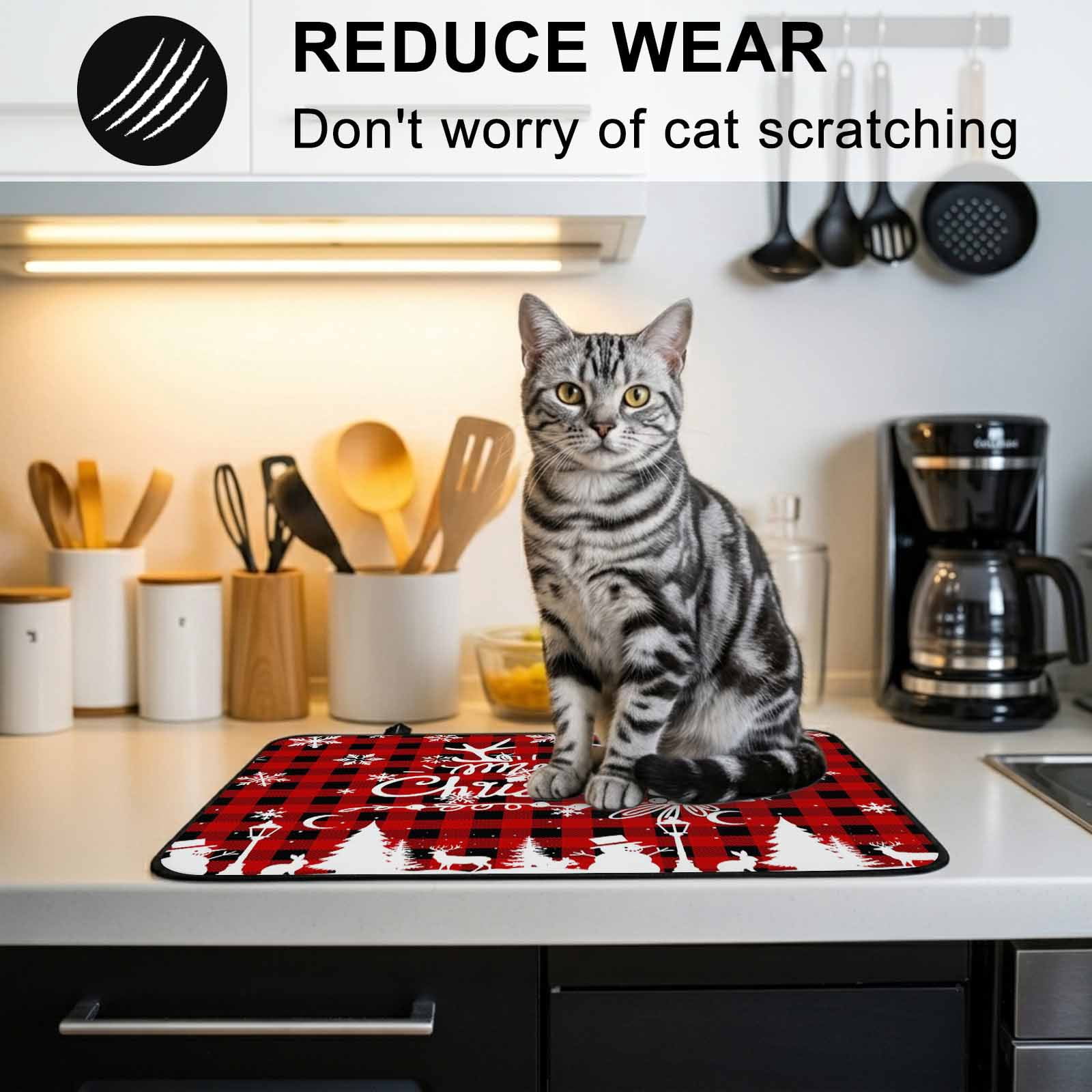 Christmas Stove Top Cover for Electric Stove, Heat-proof & Non Slip Glass Top Stove Cover Protector, Winter Snowman Snowflake Xmas Trees Red Plaid Kitchen Flat Cooktop Rubber Mat 24x21 Inches