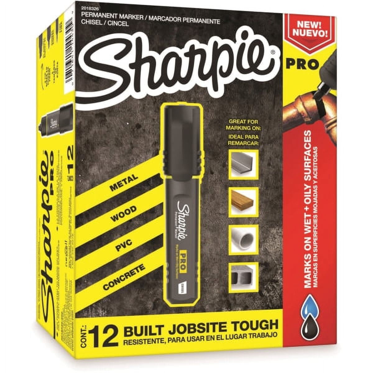 Sharpie Pro Permanent Marker, Broad Chisel Tip, Black, Dozen -SAN2018326