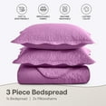 thumbnail image 4 of IR Imperial Rooms 3Pc-Embossed Luxury Bedspread 80GSM Microfiber Floral Vintage Quilt Set Lightweight King Purple, 4 of 12