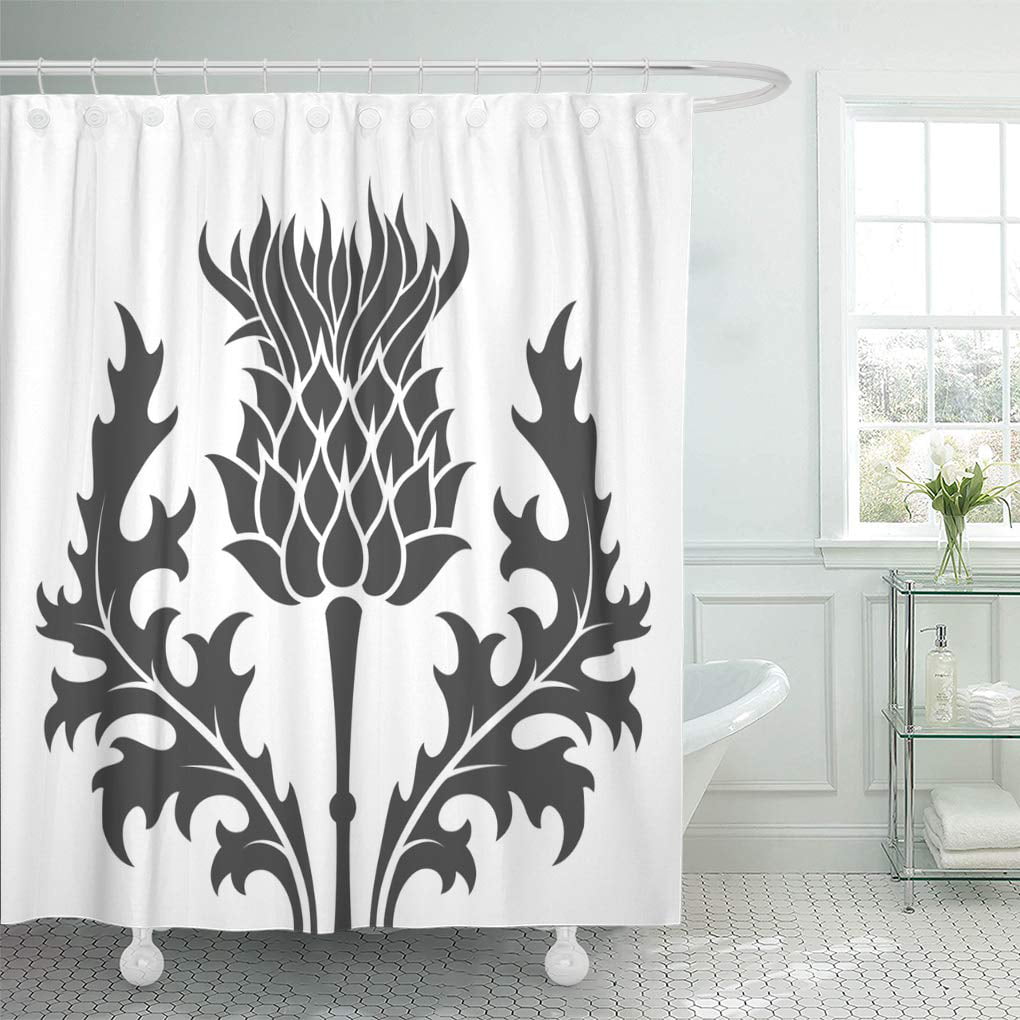 Yusdecor Black Flower Flat Monochrome Silhouette Thistle Symbol Of Scotland Bathroom Decor Bath Shower Curtain 60x72 Inch Walmart Canada