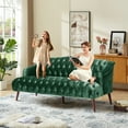 thumbnail image 5 of FFH 3-Seater Velvet Lounge Sofa with Tufted Backrest & Deep Seat Cushion, Comfy Upholstered Couch with Wood Legs, 73.25"*33.25"*32.5", 5 of 9