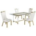 thumbnail image 1 of 5pc. 68" x 40" Glass Dining Set with 4 Chairs and Gold Stainless Steel, 1 of 4