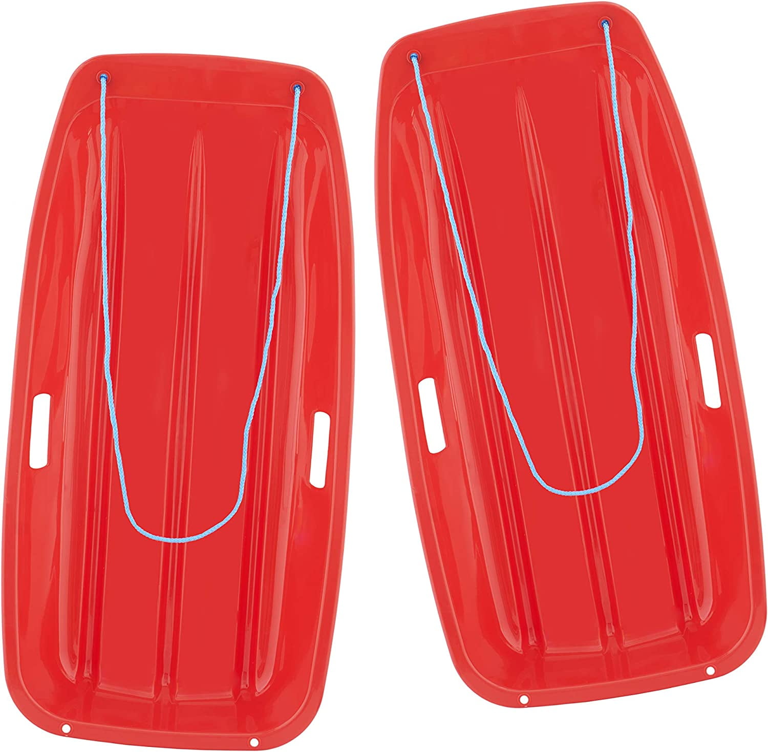 Superio Toboggan Snow Sleds 35" Long (2 Pack) Toboggan Sled with 2