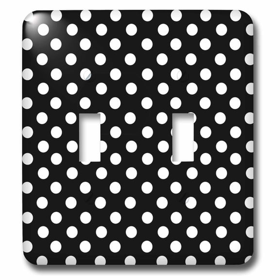 3dRose, White Polka Dots on Classy Black - Classic Retro fifties elegant spots pattern, double toggle switch