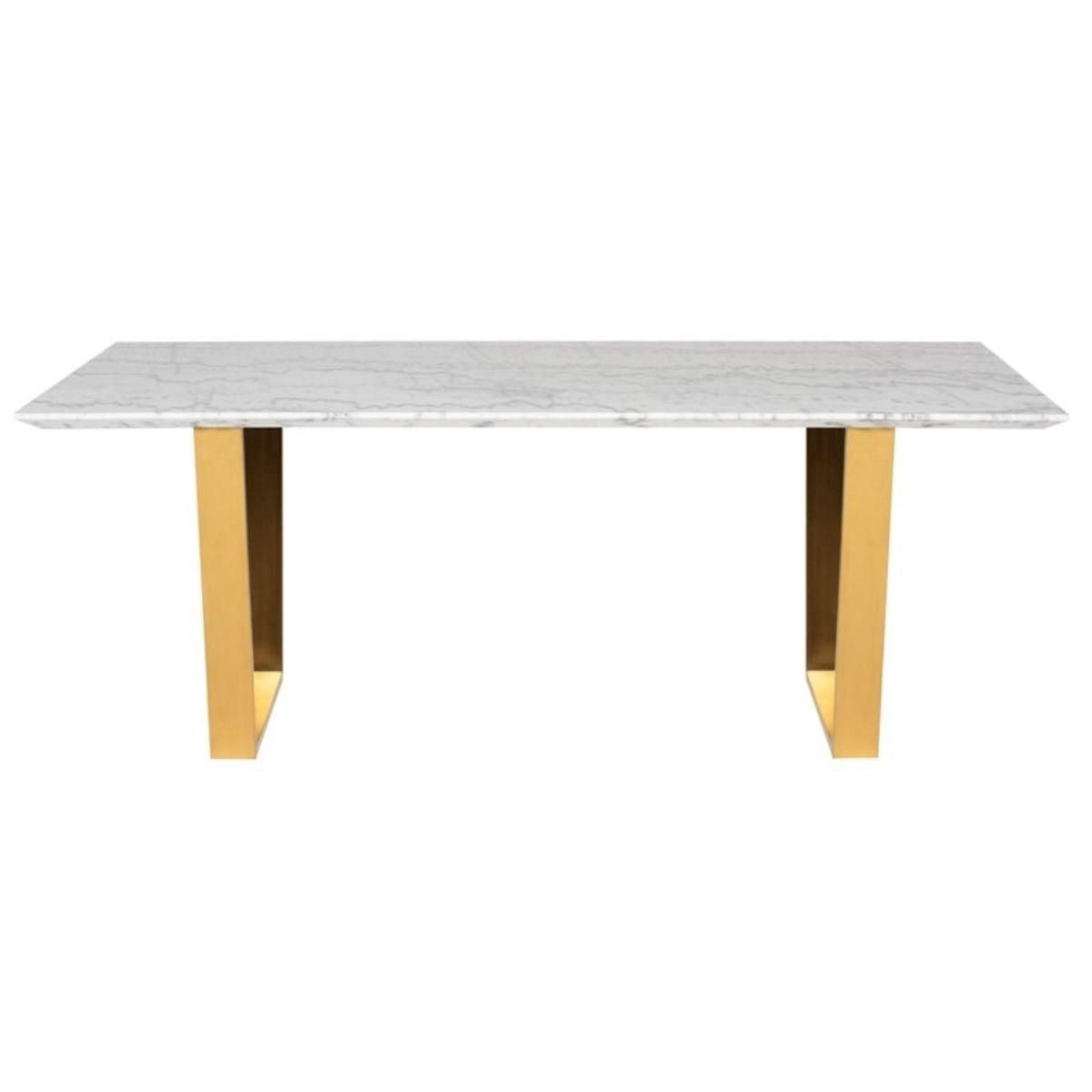Luxury Rectangle Dining Table for aux Marble Top with Stunning Gold-Brushed Stainless Steel Base, Sleek Modern Design, Durable and Easy to Clean – Perfect for Dining Rooms or Stylish Gatherings