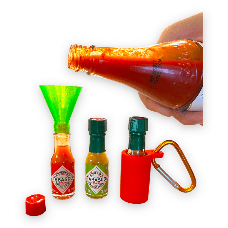 Porter Trail GENUINE LEATHER Hot Sauce Keychain - Includes Mini Hot Sauce  Bottle. Portable Hot Sauce for On the Go