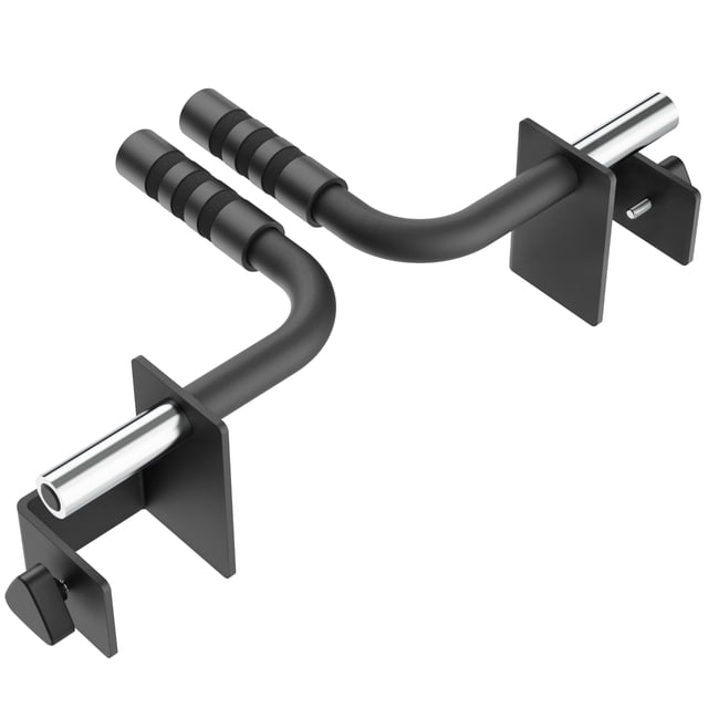 Synergee Dip Handles for 3x3 Power and Squat Racks, Dip Stand Fits Racks with 1" and 5/8" Holes. Rack-Mounted Dip Bar Attachment for Dips, Leg Raises, and Knee Tucks.