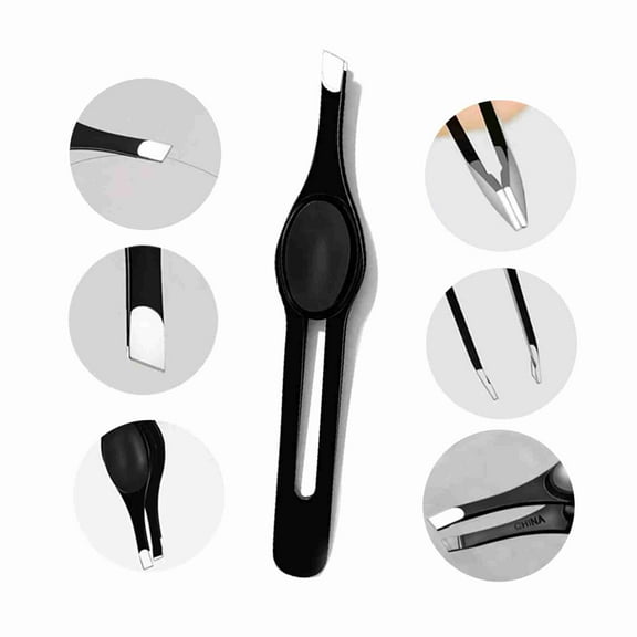 2Pcs Wide Non Slip Grip Slant Tip Tweezers Stainless Steel Slant Tweezer Tip Hair Clip Tweezer