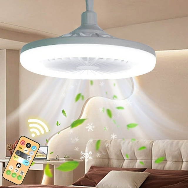 Ventilador de techo con luz | Ventilador con lámpara LED integrada | Control remoto para dormitorio, cocina y oficina en casa | Motor silencioso de bajo consumo