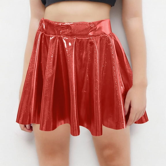 uublik Skirts for Girls Red Sequin Skirt Birthday Holiday Party Girls Short Skirt Size 4T-14