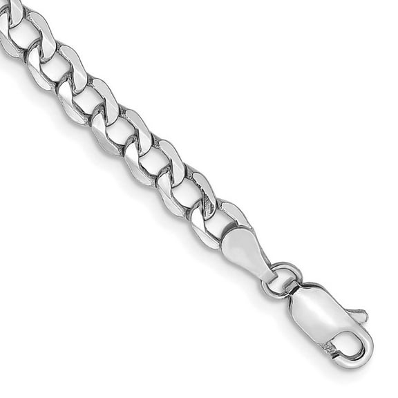 Primal Gold 14 Karat White Gold 4.3mm Semi-Solid Curb Chain Bracelet