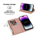 thumbnail image 4 of Allytechgroup Wallet Case for iPhone 16 Plus, Glitter Leather Stand Multiple Cards Holder Hand Wrist Flip Folio Cover Stand Shockproof Full Body Protective for iPhone 16 Plus, Rosegold, 4 of 9