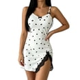 thumbnail image 2 of Hrsba Ladies Solid Color Nightgowns,V Neck Sleeveless Lace Short Robe Home Nightgown, 2 of 7