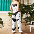 thumbnail image 7 of WTOBBY Women's Jumpsuit with Halloween Retro Print, Casual Loose Design and Suspenders in Cotton and Linen, Perfect for Relaxed Wear and Seasonal Events,WhiteL, 7 of 7