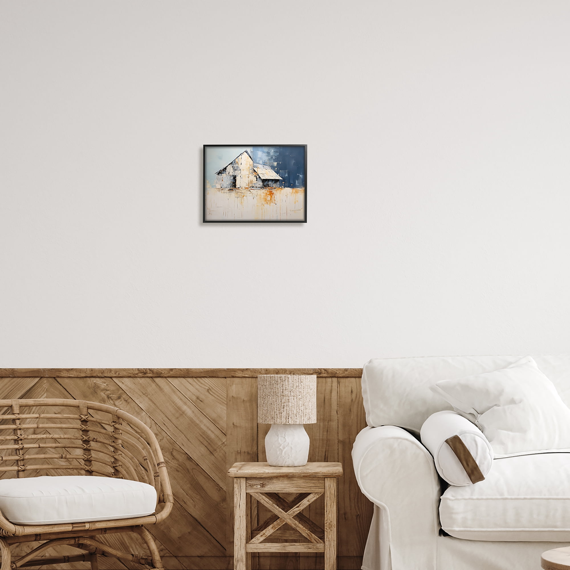 Stupell Industries Barn Painting Abstraction Abstract Painting Black Framed Art Print Wall Art, 14 x 11