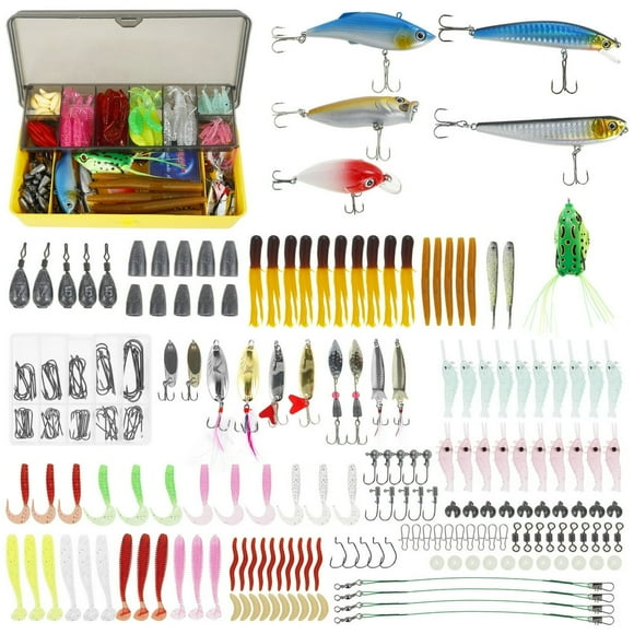 CHUANK Kit de Leurres de Pêche Leurres Durs Ensemble d'Appâts Métalliques Réalistes 3D 302 Pcs