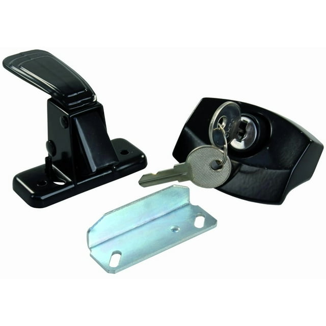 JR Entry Door Latch 11675 Universal; Keyed Alike Using Single Sided 701 Style Key; Painted; Black; Die Cast Steel; With Mounting Screws
