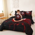 thumbnail image 3 of Manfei Soccer Sports Twin Bedding, Neon Lightning Bedding Comforter Set, Teal Crack Glow, Black Reversible 7 Pieces, 3 of 6