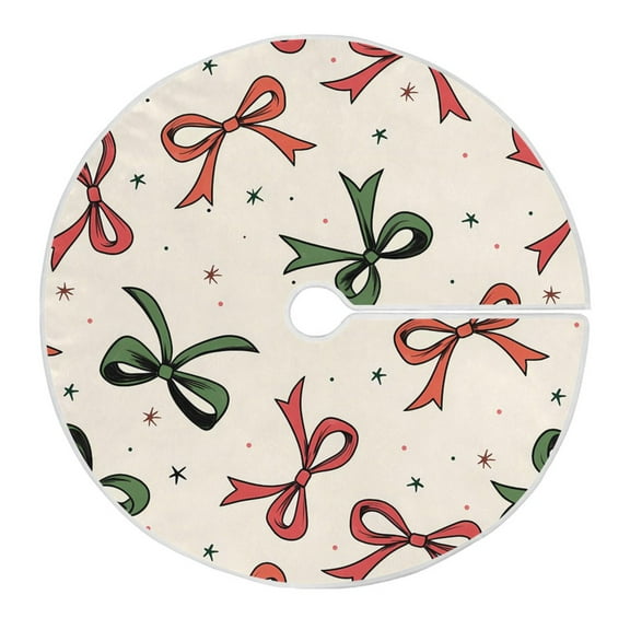 Ryvnso Christmas Tree Skirt Bow Green Red Xmas Tree Skirts Ornament Home Decorations 35.4"