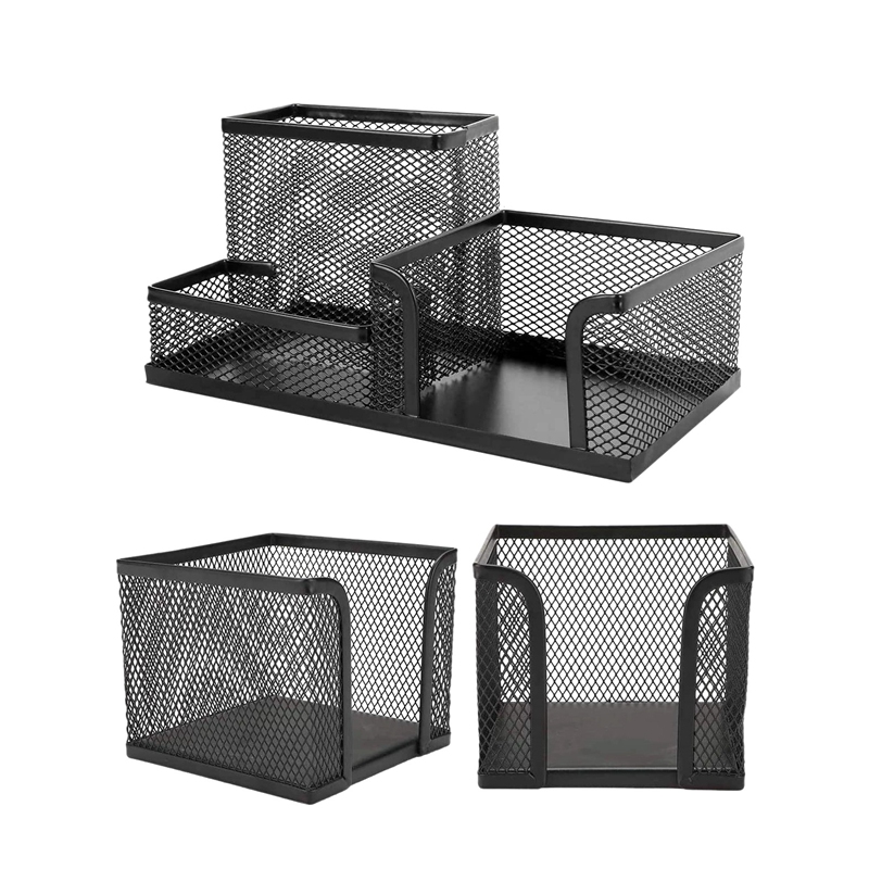 Mesh Desk Organizer, Metal Mesh Sticky Notes Holder Pencil Holder Card