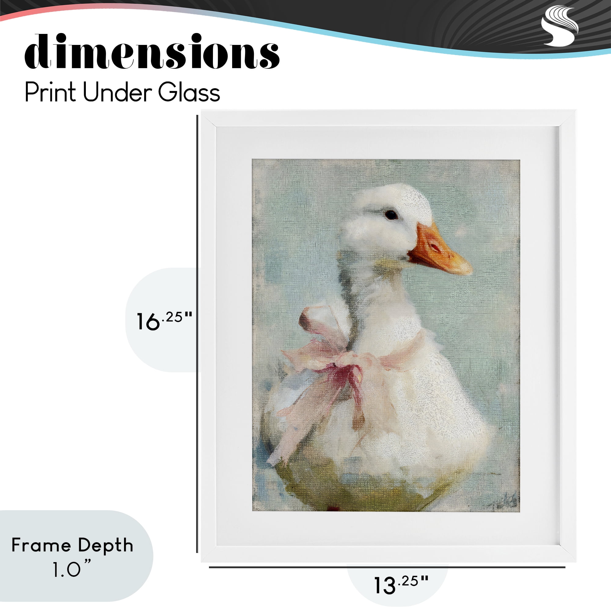Stupell Industries Soft Pink Bow Goose White Framed Print Under Glass, design by LSR Design Studio