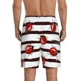 thumbnail image 3 of Kdxio Ladybugs on Black and White Striped1 Print Mens Sleep Shorts Bottoms Soft Comfy Pajama Wear Pants with Drawstring Pockets, 3 of 7
