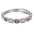 thumbnail image 3 of Vintage Stackable Diamond and Ruby Ring 14k White Gold (0.15ct), 3 of 4