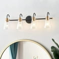 thumbnail image 2 of Aiwen 4-Light Vanity Lights with Clear Glass Cone Shades, 30.3 inches Black Finish Wall Lights fot Bathroom, Living Room, 2 of 7