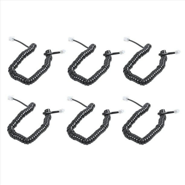 6piezas 9.3 Pulgada Negro RJ9 Cable Cordon de Bobina del Modem del Telefono