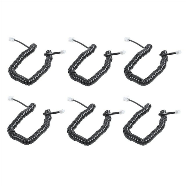 6piezas 9.3 Pulgada Negro RJ9 Cable Cordon de Bobina del Modem del Telefono
