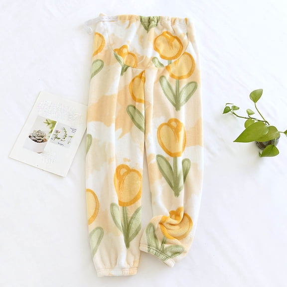 hengsof Cute Patterned Maternity Thermal Pants Comfortable and Soft Long Pants for Sleep and Relaxation