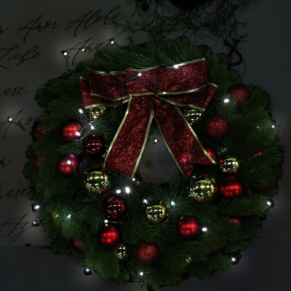 PAMINGONO 1Pcs Christmas Wreath Decor LED Wreath 40x40cm Circular Plastic for Home Garden Yard Porch Parties