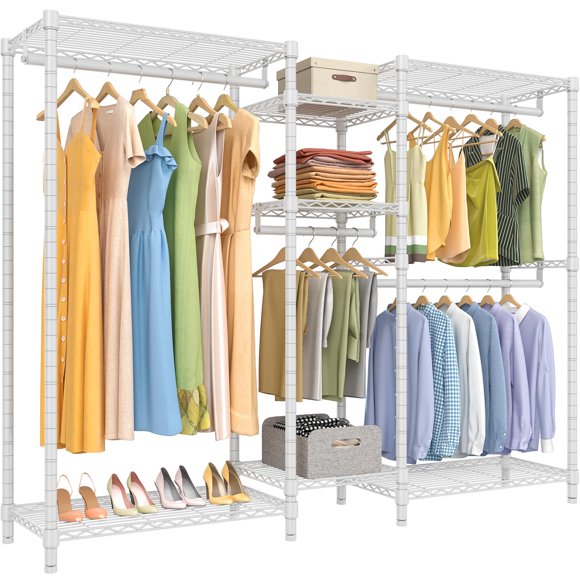 VIPEK V6 Wire Garment Rack 5 Tiers Heavy Duty Clothes Rack for Hanging Clothes, Wardrobe Rack Compact Large Metal Clothing Rack Freestanding Closet Storage Rack, Max Load 850LBS, White
