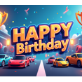 thumbnail image 4 of Racing Themed Happy Birthday Banner Background, Party Decorations with Trophies Cars and Traffic Lights, for Birthday Parties Photo Backdrops and Decor Props, 4 of 4