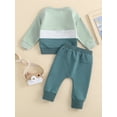 thumbnail image 5 of Toddler Baby Boy Fall Winter Outfits 6M 12M 18M 24M 3Y Color Block Crewneck Sweatshirt Casual Pants 2Pcs Clothes Set, 5 of 10