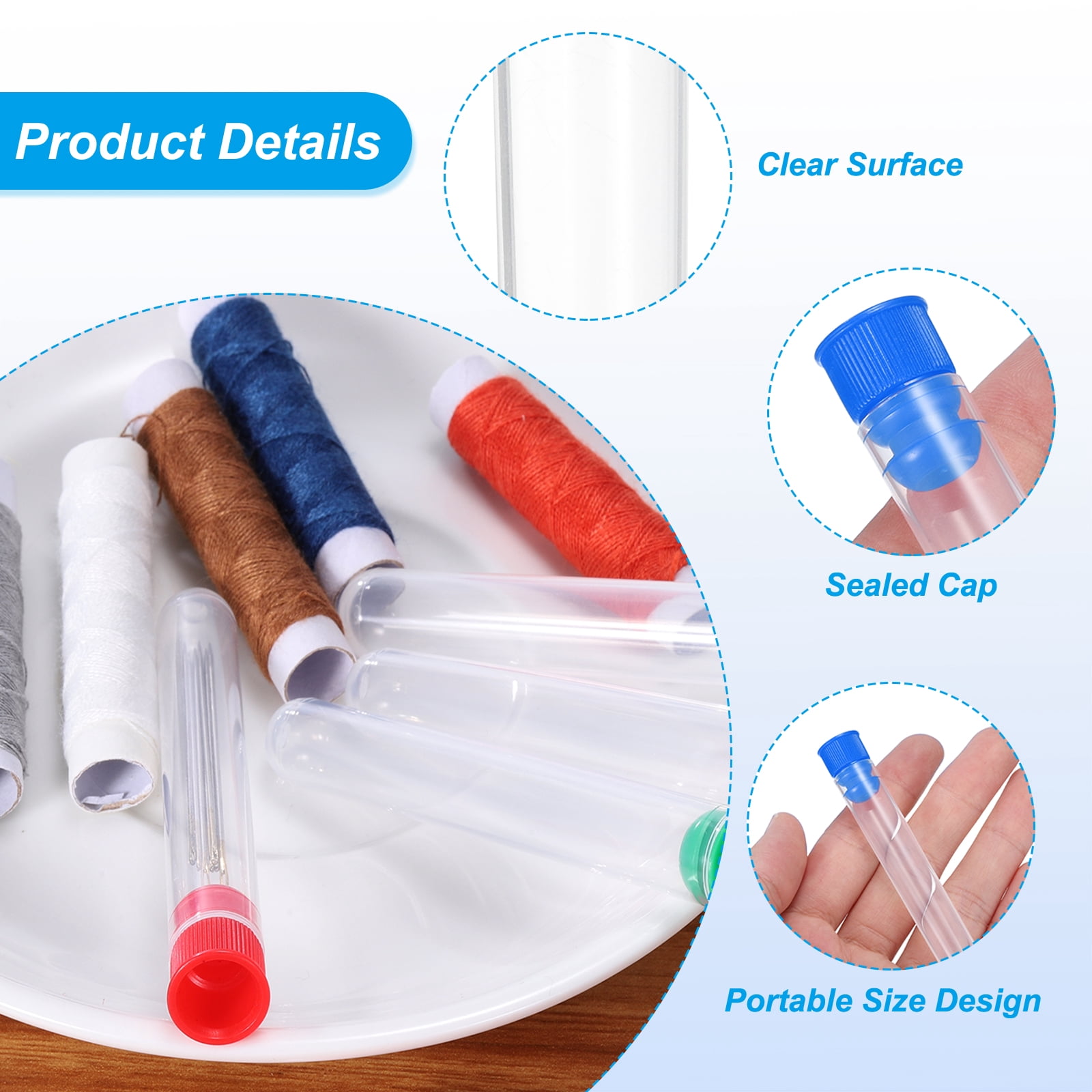 Unique Bargains Portable Plastic Sewing Needle Storage Holder Blue 4"