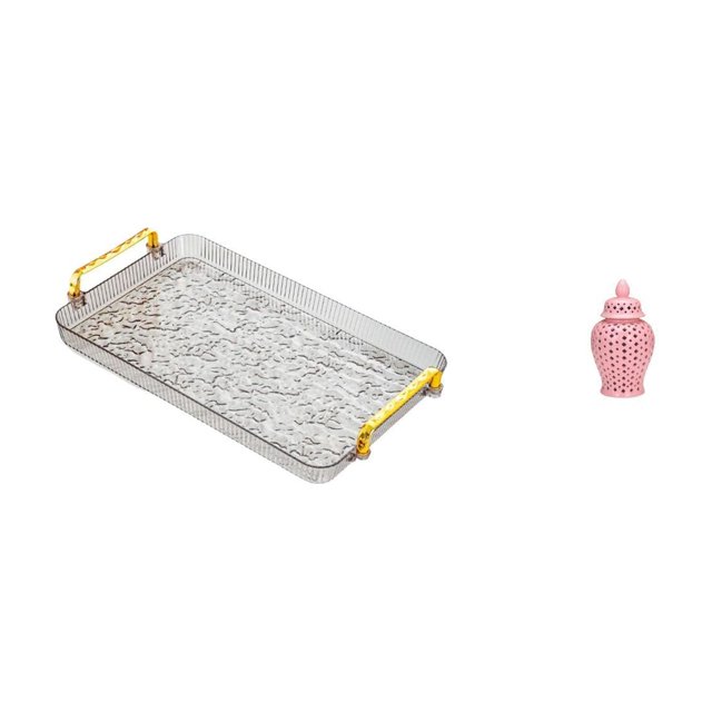 Bandeja para servir,Bandeja rectangular para servir en la cocina con asa,Jarra de jengibre de cerámica,Arreglo floral en jarrón de cerámica tipo tarro de jengibre,Jarrón decorativo de