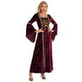 thumbnail image 4 of Doomiva Womens Medieval Victoria Queen Princess Wedding Party Formal Dress Halloween Cosplay Costume Burgundy XL, 4 of 7
